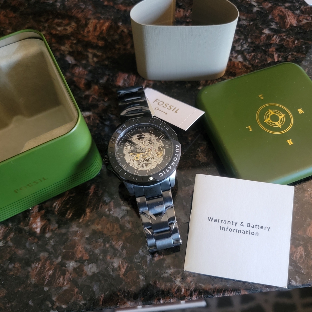 Fossil Automatic Watch with Black and Silver Accents
